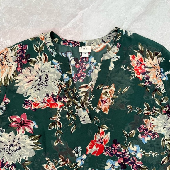 Women’s A New Day Target Floral Sheer Long Sleeve V-Neck Top Medium - Picture 3 of 16